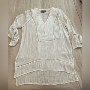 Michael Stars white Gauze/crinkle top , size L
